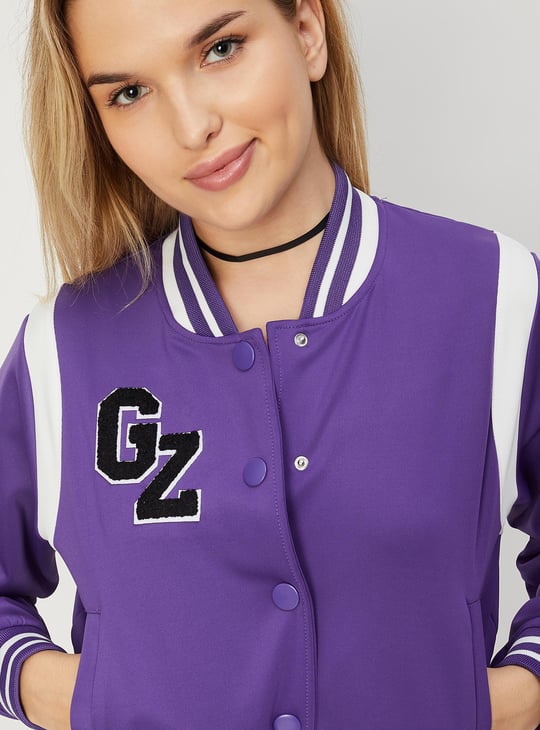 Women Patch Print Varsity Jacket