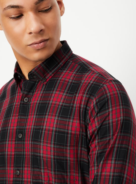 Men Tartan Checked Slim Fit Shirt