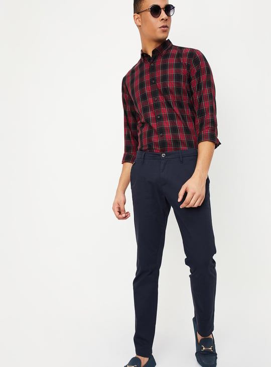 Men Tartan Checked Slim Fit Shirt