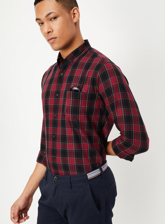 Men Tartan Checked Slim Fit Shirt