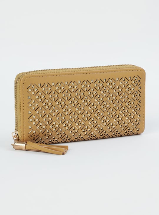 Women Laser-Cut Zip-Around Wallet