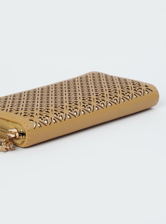 Women Laser-Cut Zip-Around Wallet