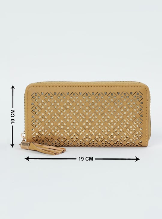 Women Laser-Cut Zip-Around Wallet
