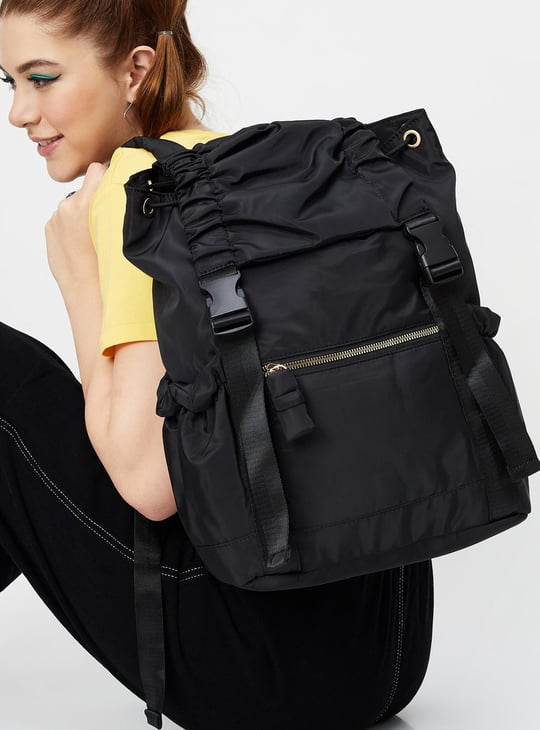 Women Solid Flap Backpack