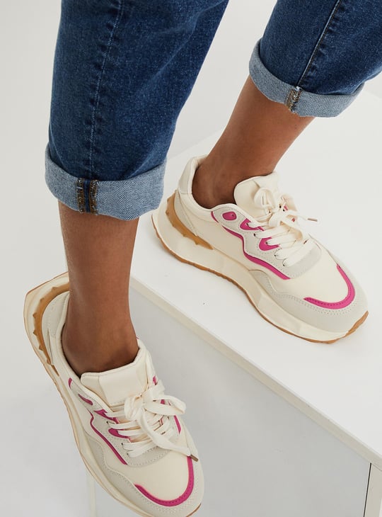 Women Colourblock Lace-Up Sneakers