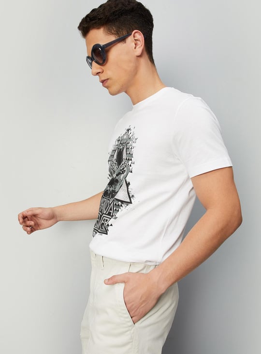 Men Black Panther Printed Slim Fit T-shirt