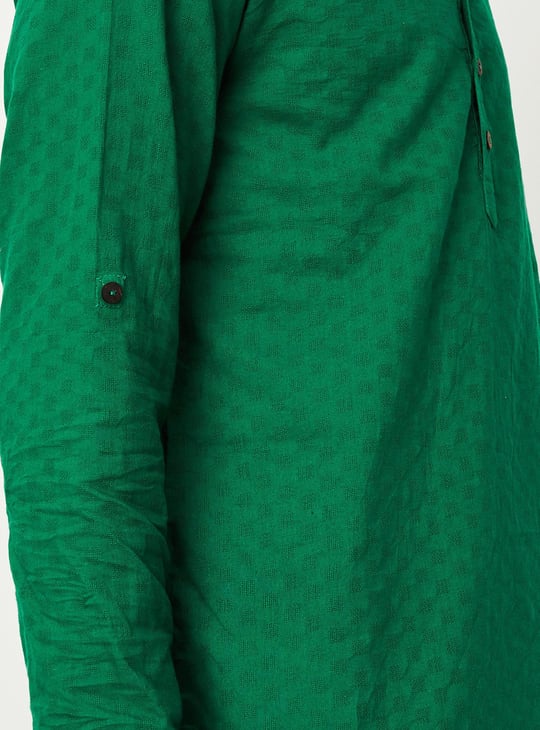 Men Textured Short Kurta