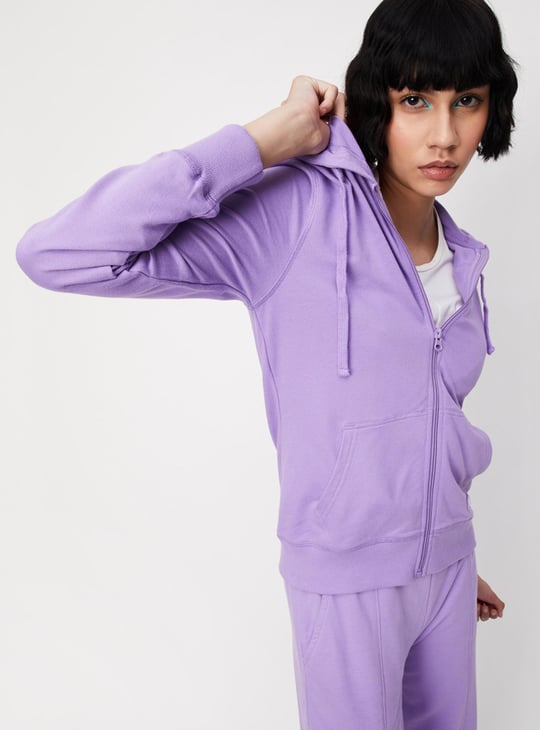 Women Solid Zip-Through Hoodie
