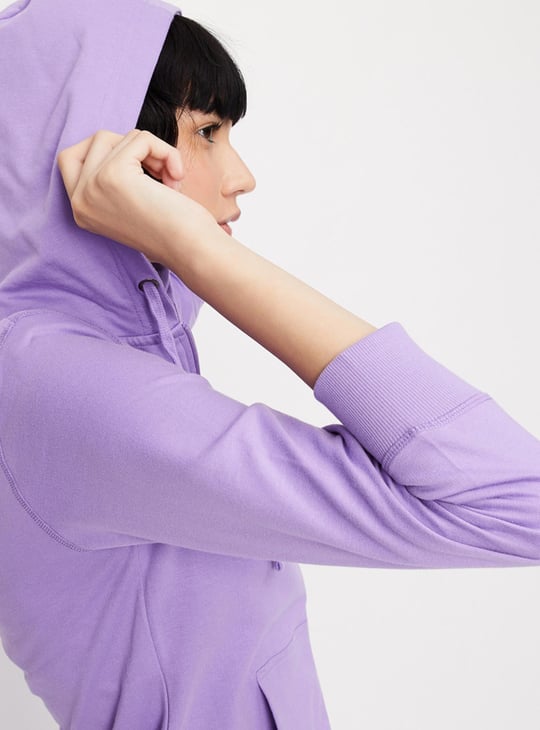 Women Solid Zip-Through Hoodie