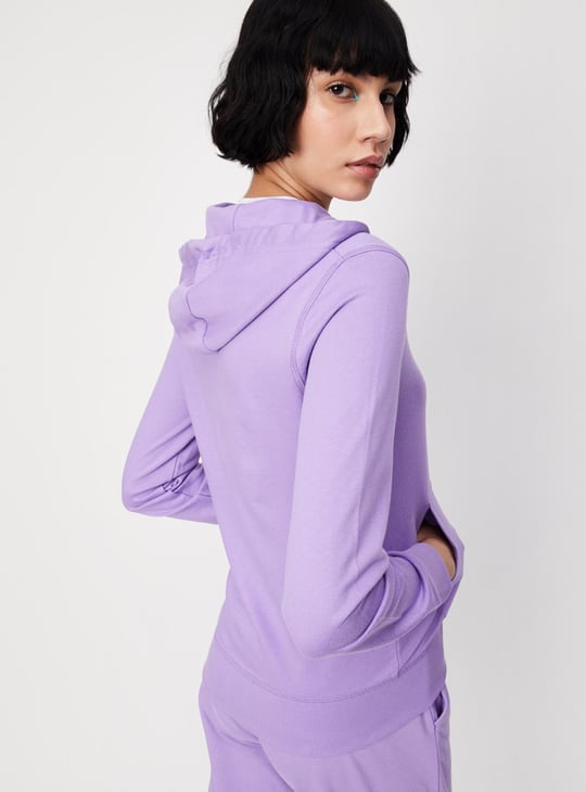 Women Solid Zip-Through Hoodie