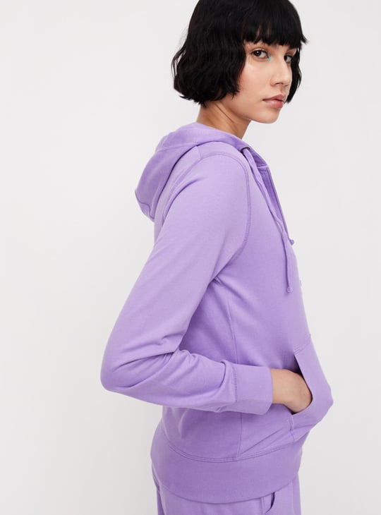 Women Solid Zip-Through Hoodie