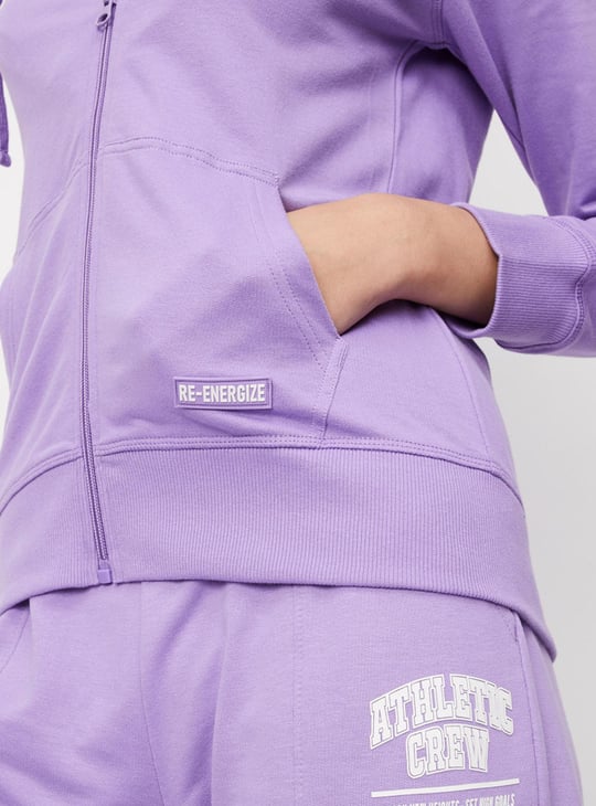 Women Solid Zip-Through Hoodie