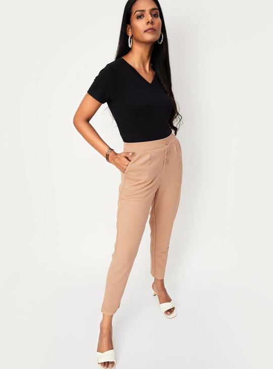 Women Solid V-neck T-shirt