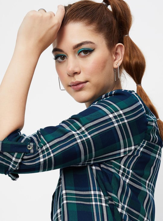 Women Checked Double Pocket Shirt