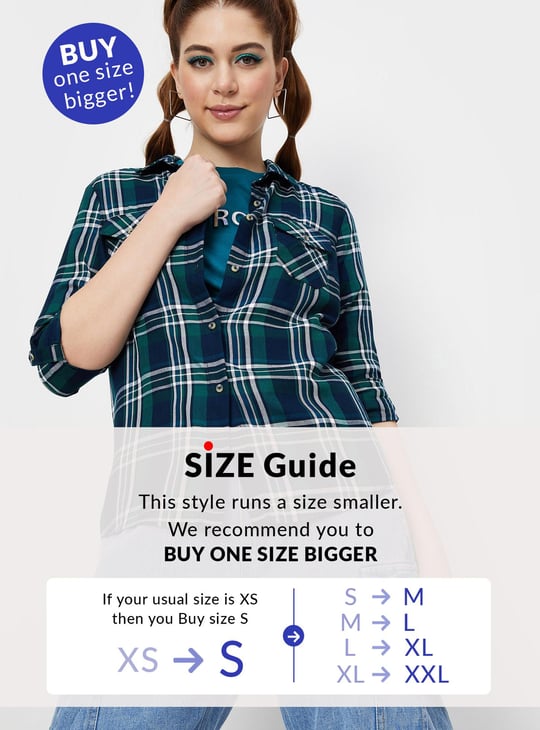 Women Checked Double Pocket Shirt