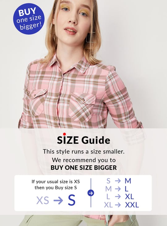 Women Checked Double Pocket Shirt