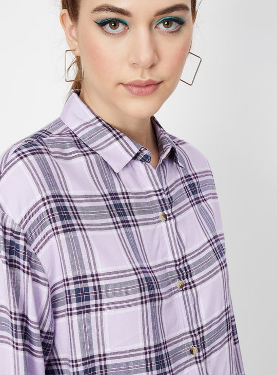 Women Checked Crop Shirt