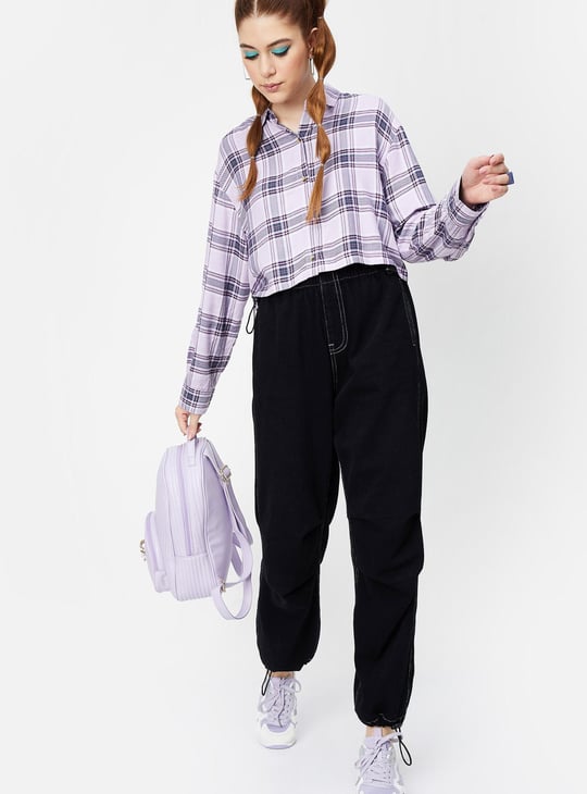 Women Checked Crop Shirt