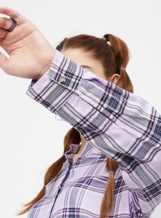 Women Checked Crop Shirt