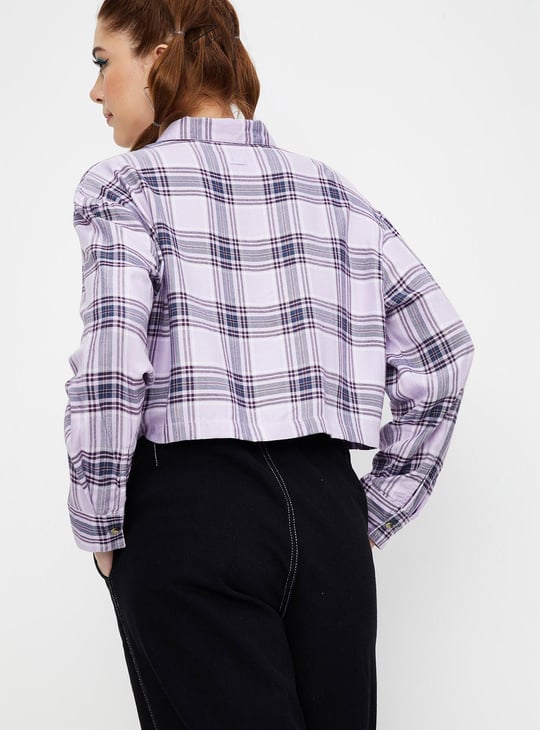 Women Checked Crop Shirt