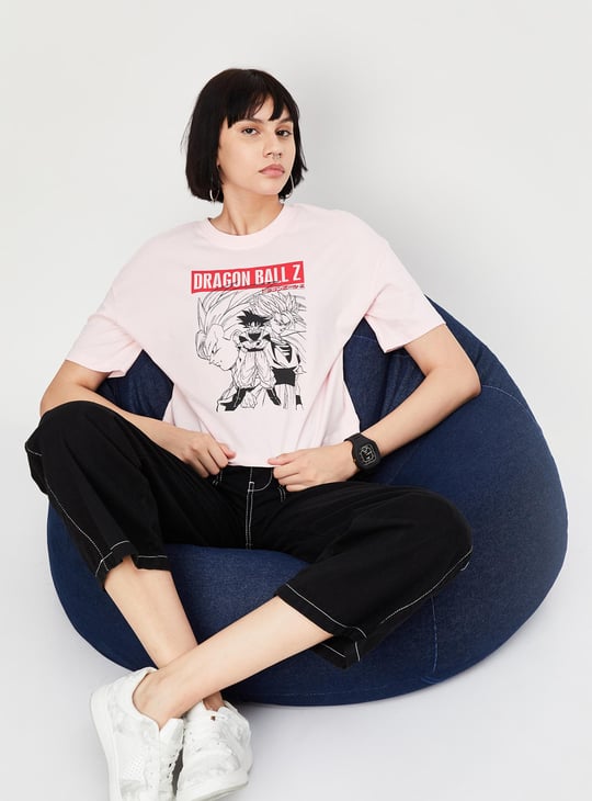 Women Dragon Ball-Z Printed Round Neck T-shirt