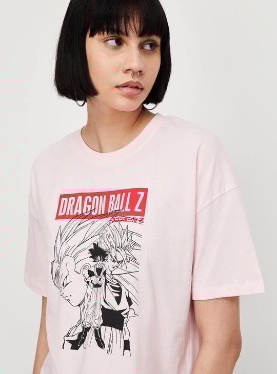 Women Dragon Ball-Z Printed Round Neck T-shirt