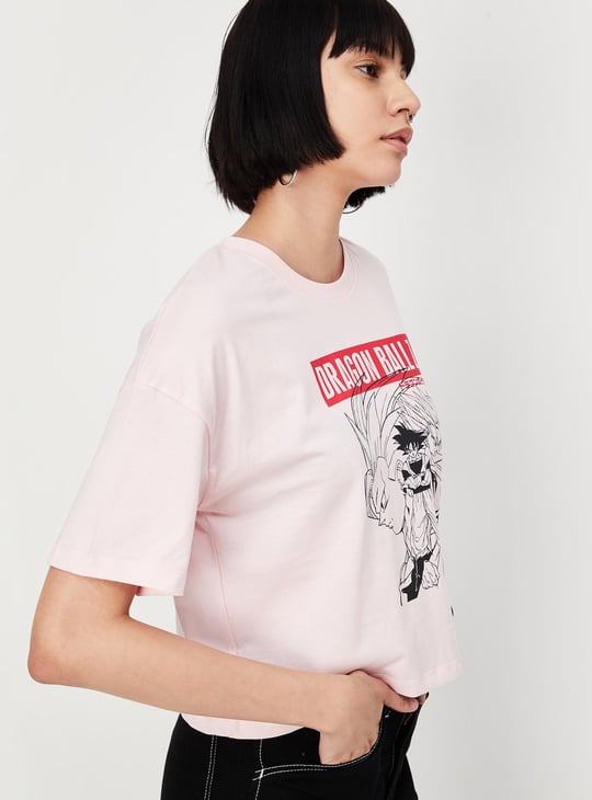 Women Dragon Ball-Z Printed Round Neck T-shirt