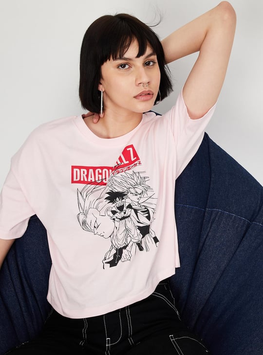 Women Dragon Ball-Z Printed Round Neck T-shirt