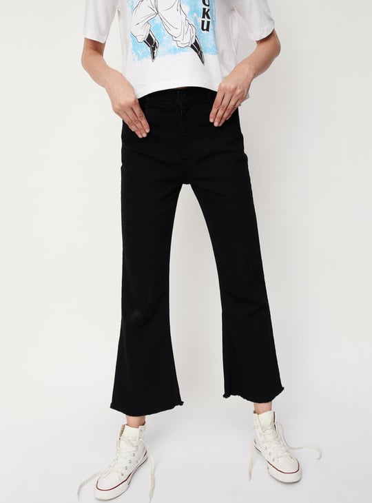 Women Solid Kick Flare Jeans