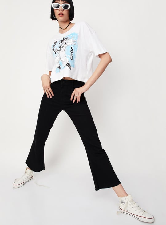 Women Solid Kick Flare Jeans