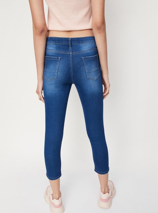 Women Distressed Skinny Fit Crop Jeans