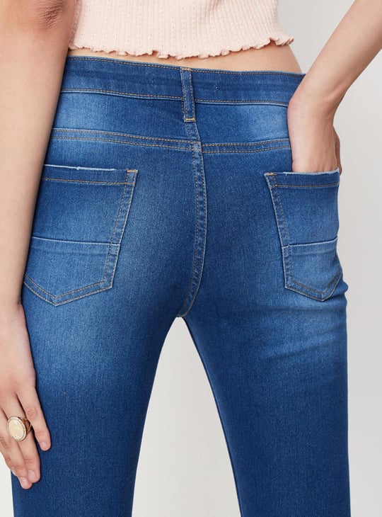 Women Distressed Skinny Fit Crop Jeans