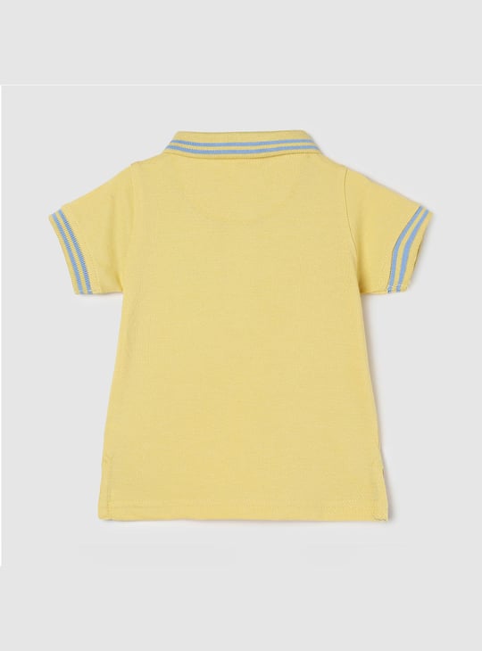 Boys Solid Polo T-shirt with Striped Trim