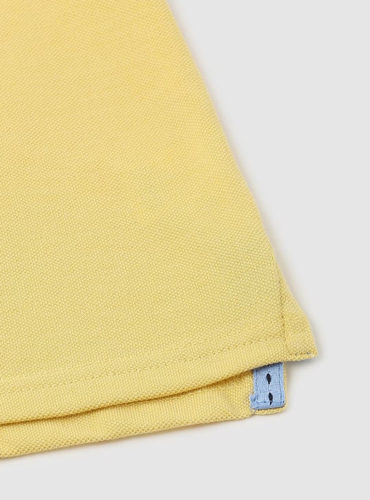 Boys Solid Polo T-shirt with Striped Trim