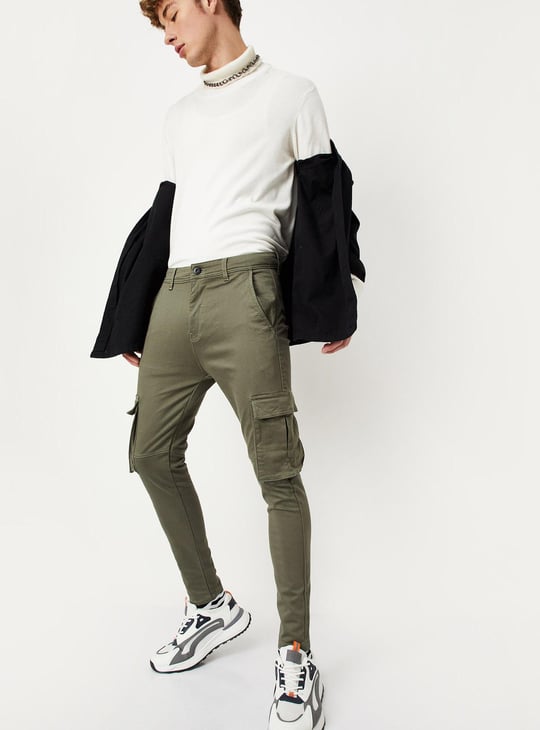 Men Carrot Fit Coloured Cargo Jeans