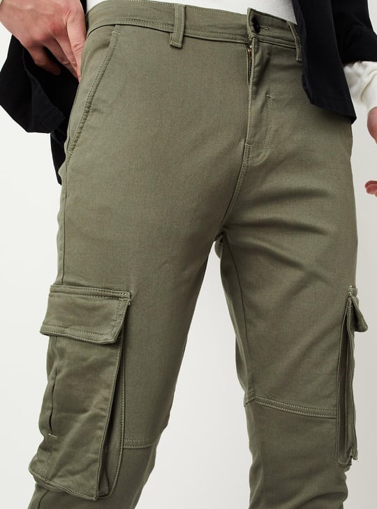 Men Carrot Fit Coloured Cargo Jeans