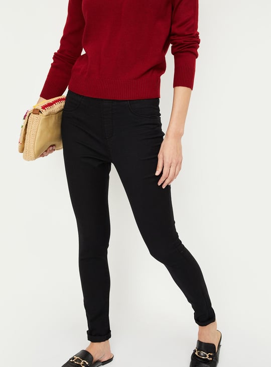 Women Solid Elasticated Jeggings