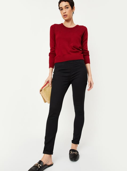 Women Solid Elasticated Jeggings