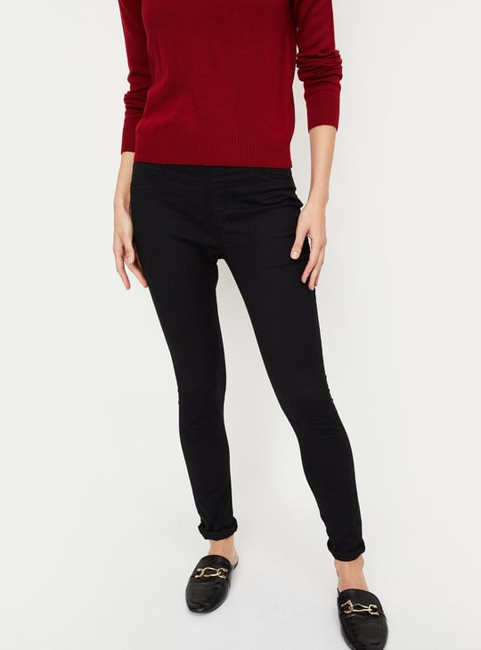 Women Solid Elasticated Jeggings