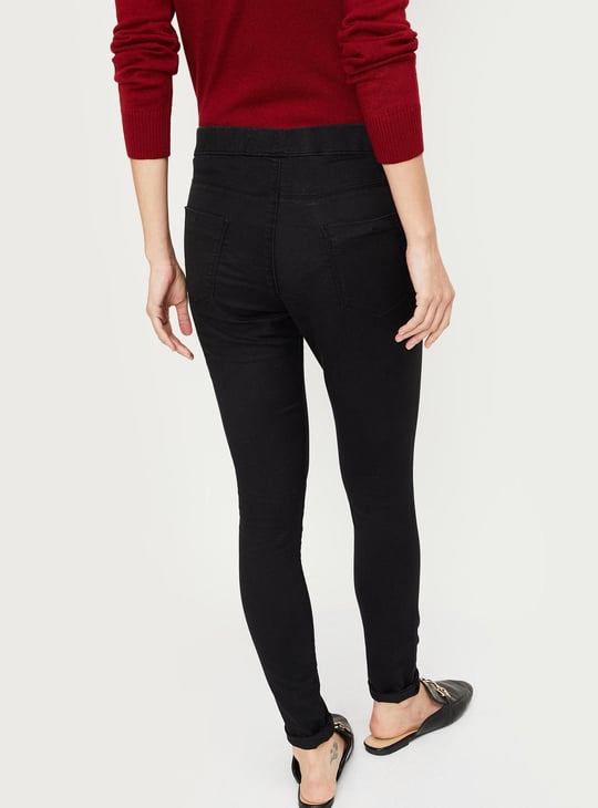 Women Solid Elasticated Jeggings