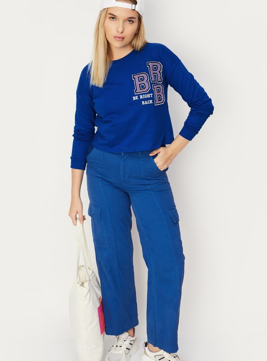 Women Printed Cropped Sweatshirt