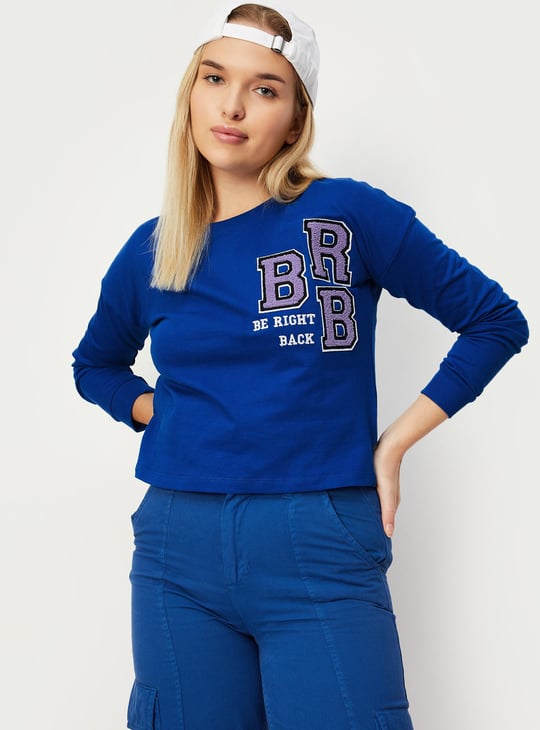 Women Printed Cropped Sweatshirt