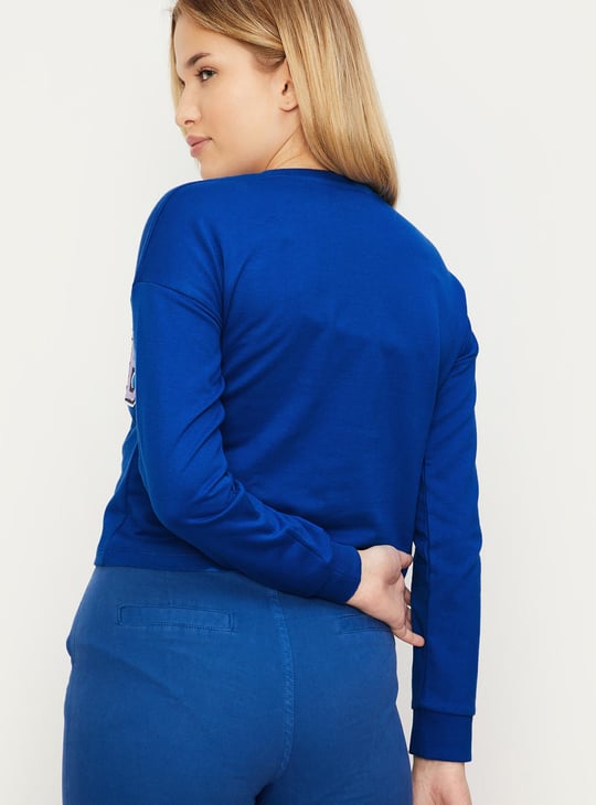 Women Printed Cropped Sweatshirt