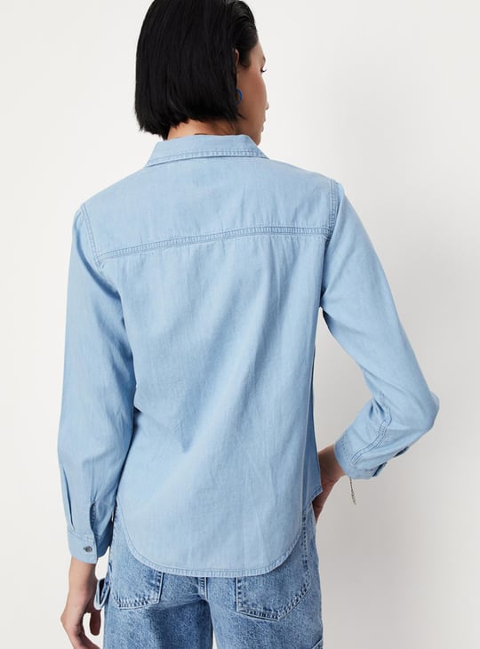 Women Solid Denim shirt