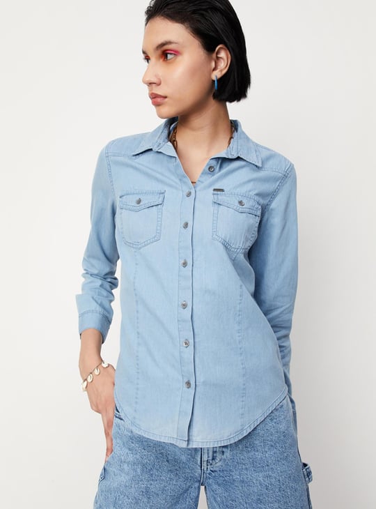 Women Solid Denim shirt
