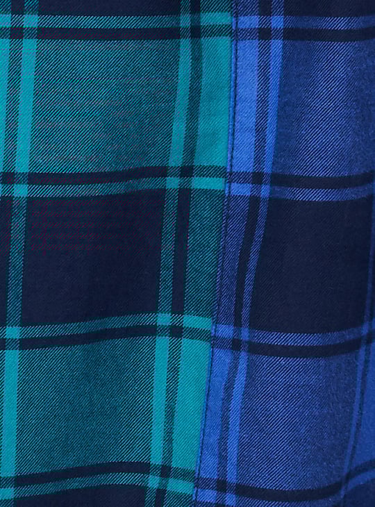 Men Checked Hooded Shirt