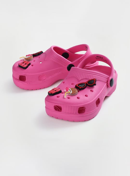 Girls Jibbitz-Detailed Clogs with Ankle Strap