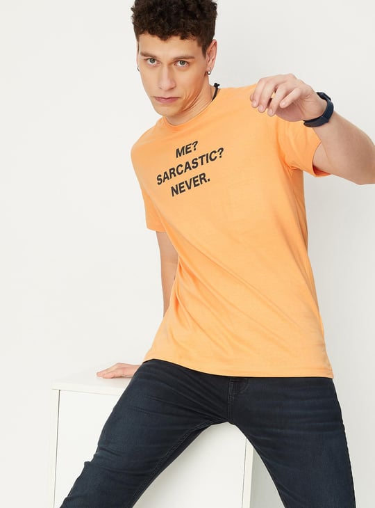 Men Typographic Slim Fit T-shirt