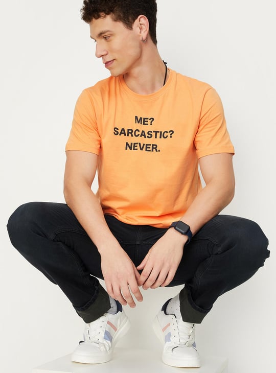 Men Typographic Slim Fit T-shirt