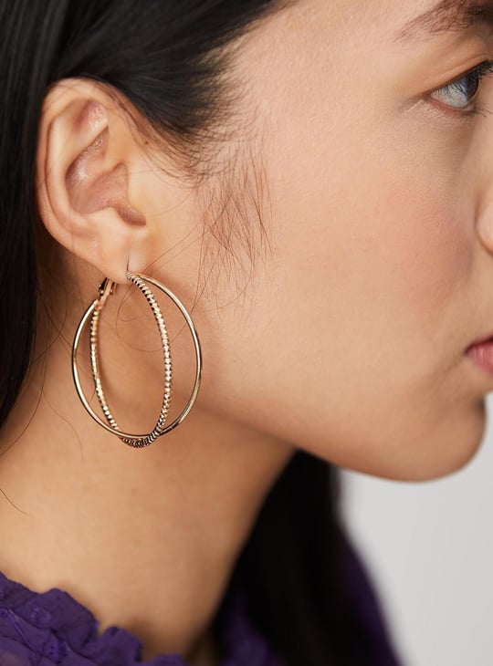 Women Textured Hoop Earrings